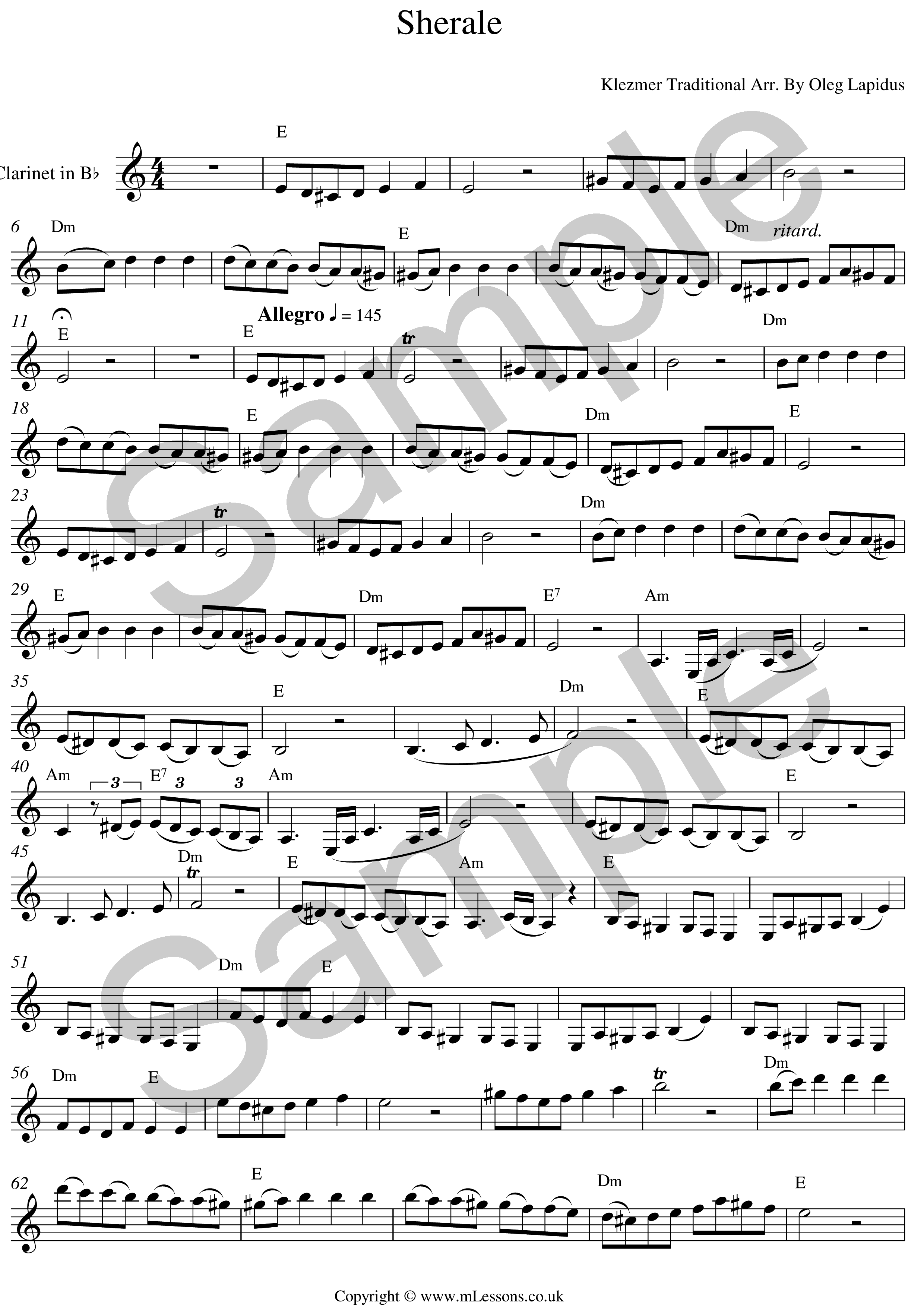 Sherale Sheet Music Sample